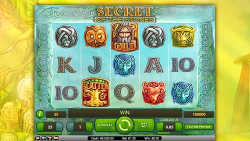 Secret Of The Stones Slot Has 25 Paylines And Lots Of Chances To Get Generous Bonuses