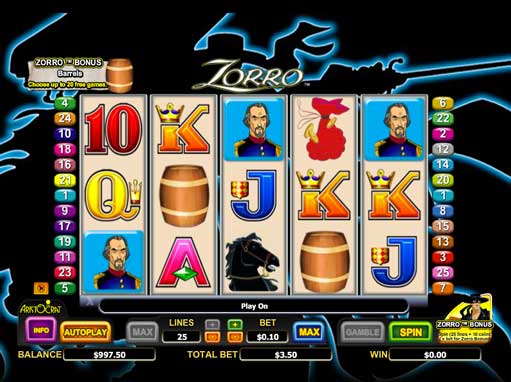 Play Zorro slot machine game online 